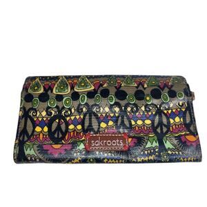 Sak Roots Coated Canvas Multi Color All Over Pattern Organizer Wallet